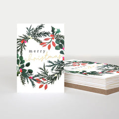 Caroline Gardner - Merry Christmas Holly Cards - Pack Of 10