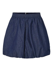 Pieces Juliet High Waisted Short Balloon Skirt - Dark Blue Denim