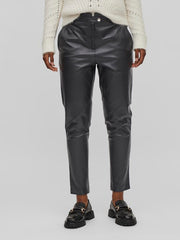 Vila Aubrey Leather Trousers - Black