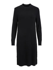 Vila Long Sleeved Crew Neck Midi Dress - Black