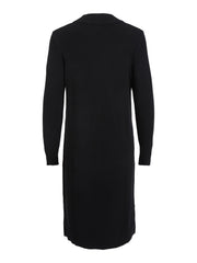 Vila Long Sleeved Crew Neck Midi Dress - Black