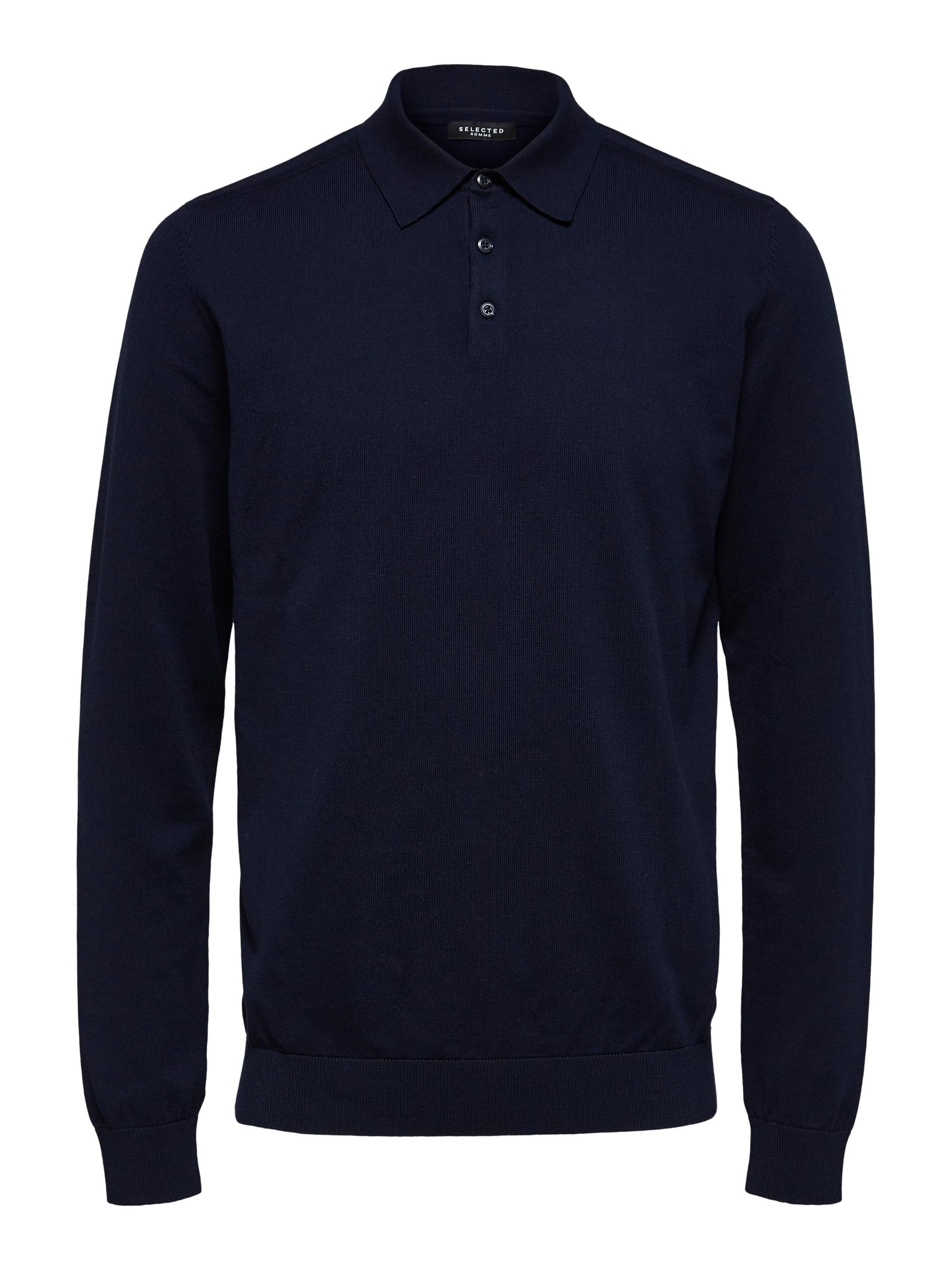 Selected Homme Berg Knit Polo - Navy Blazer/Melange – Bunka
