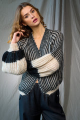 Noella Liana Knit Cardigan - Cream/Black