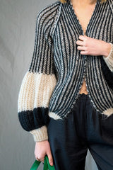 Noella Liana Knit Cardigan - Cream/Black