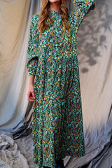 Noella Paulina Long Dress - Blurry Flower