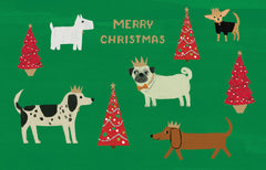 Roger La Borde Gold Foil Christmas Card Pack - Merry Dogs With Hats