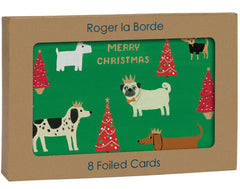 Roger La Borde Gold Foil Christmas Card Pack - Merry Dogs With Hats