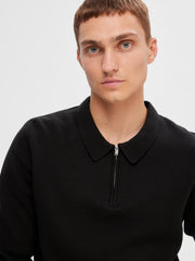 Selected Homme Florence Knit Zip Black Knit Top