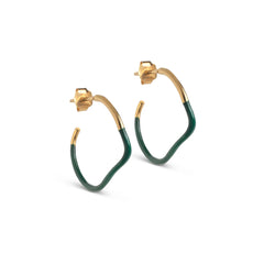 Enamel Copenhagen Earrings Sway - Petrol Green & Gold