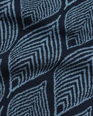 Far Afield Zigger Cardigan - Navy / Allure Blue Leaf Pattern