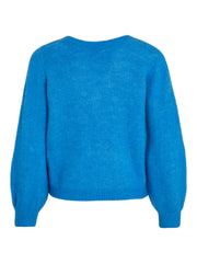 Vila Jamina V-Neck Knit Top - French Blue/Melange