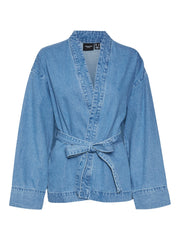 Vero Moda - Keely Belted Short Denim Kimono Jacket - Blue Denim