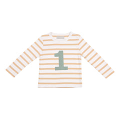 Bob & Blossom - Biscuit & White Striped Number 1 T-Shirt (Green)