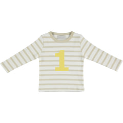 Bob & Blossom - Sand & White Striped Number 1 T-Shirt