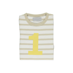 Bob & Blossom - Sand & White Striped Number 1 T-Shirt