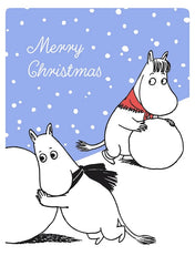 Roger La Borde Snowball Rolling Moomin Christmas Card