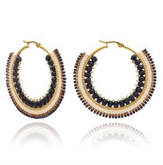 Large Bead And Crystal Hoop Earrings