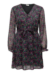 JDY Lilli Long Sleeve Dress - Black/Small Multi