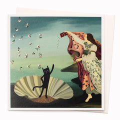 Ustudio Cat Birth of Venus Card