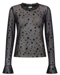 Numph Evita Mesh Blouse - Caviar