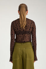 Numph Evita Mesh Blouse - Chocolate Plum