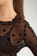 Numph Evita Mesh Blouse - Chocolate Plum