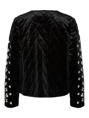 Pieces Alisson Velvet Quilt Jacket - Black