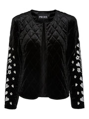 Pieces Alisson Velvet Quilt Jacket - Black