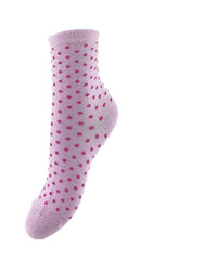 Organic Cotton Glitter Socks - Pastel Lavender/Small Dots