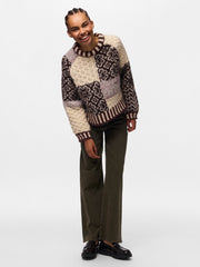 Pieces Fushion O Neck Knit - Griege/Natural