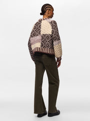 Pieces Fushion O Neck Knit - Griege/Natural
