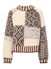 Pieces Fushion O Neck Knit - Griege/Natural