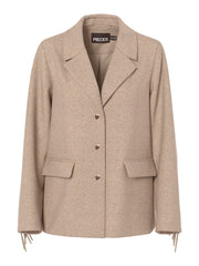 Pieces - Mollie Fringe Jacket in Morel/Melange