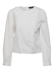 Pieces Kimora Long Sleeve Top - Bright White