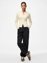 Pieces Crista Zip Knit Cardigan - Birch