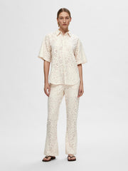 Selected Femme Karola Oversized Lace Shirt - Sandshell