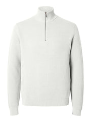 Selected Homme Half Zip Jumper - Bright White