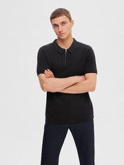 Selected Homme Florence Knit Zip Black Polo