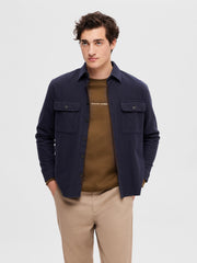 Selected Homme Loose Mason Twill Overshirt - Navy Blazer