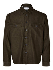 Selected Homme Loose Mason Twill Overshirt - Forest Night