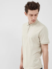 Selected Homme Fave Zip Polo - Oatmeal