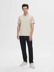 Selected Homme Fave Zip Polo - Oatmeal