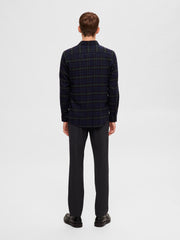 Selected Homme Slim Owen Flannel Shirt - Dark Navy/Squares