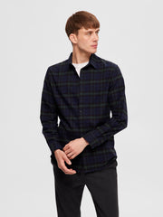 Selected Homme Slim Owen Flannel Shirt - Dark Navy/Squares