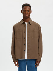 Selected Homme - Twill Overshirt in Chocolate Chip