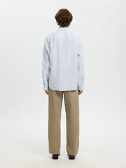 Selected Homme 100% Linen Striped Shirt - White/ Cashmere