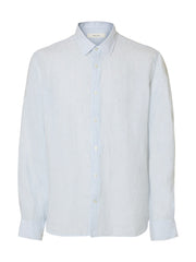Selected Homme 100% Linen Striped Shirt - White/ Cashmere