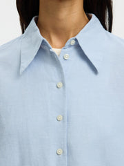 Selected Femme Linen Shirt - Dusty Blue Mix