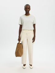 Selected Femme - Essential Striped Boxy Tee in Lint/Bright White