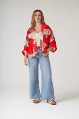 One Hundred Stars Stork Scarlet Kimono